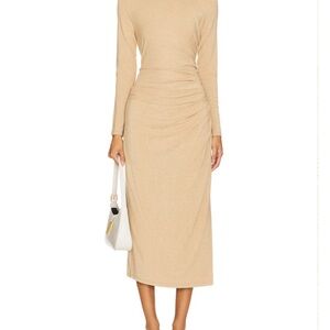 Side Drape Midi Skirt in Cashew